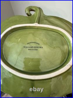 Lot of 9 Williams Sonoma Green Pumpkin/Gourd Ceramic Soup Bowls/PlatesExcellent