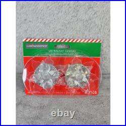 LuminEssence LED Tealight Candles Flower Shaped Clear Plastic 2 Piece Set