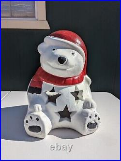 Luminary Holiday Polar Bear Concrete Heavy 16 Made In Mexico