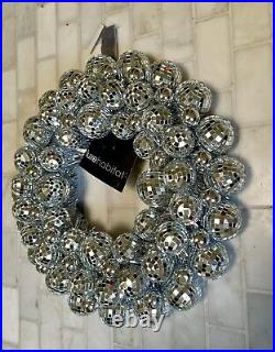 Luxe Habitat 15 Silver Mirrored Disco Ball Wreath Christmas New Years Eve NWT