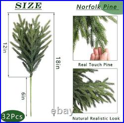 Luxury 18 Real Touch Norfolk Pine Branches 32 Pcs Artificial Greenery, Wea