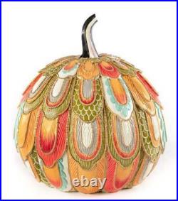 MACKENZIE-CHILDS Aurora Pumpkin New With Bag jeweled feather pattern