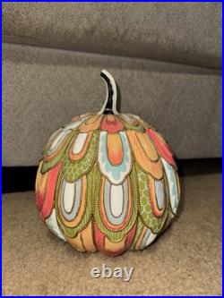 MACKENZIE-CHILDS Aurora Pumpkin New With Bag jeweled feather pattern