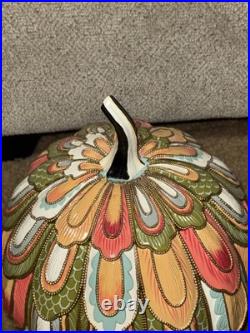 MACKENZIE-CHILDS Aurora Pumpkin New With Bag jeweled feather pattern