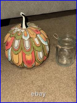 MACKENZIE-CHILDS Aurora Pumpkin New With Bag jeweled feather pattern