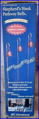 MR. CHRISTMAS Shepherd's Hook Lighted Musical Motion Activated Pathway Bells-NEW