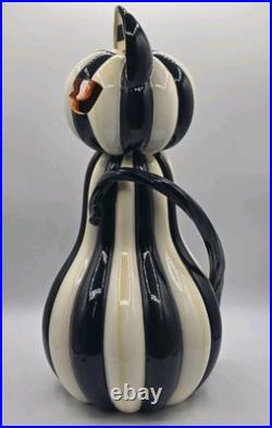MacKenzie-Childs 19 Illuminated Striped Black & White Cat Figurine Halloween