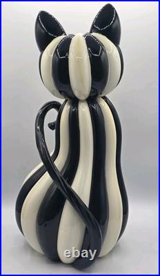 MacKenzie-Childs 19 Illuminated Striped Black & White Cat Figurine Halloween