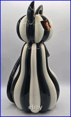 MacKenzie-Childs 19 Illuminated Striped Black & White Cat Figurine Halloween