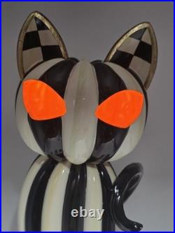 MacKenzie-Childs 19 Illuminated Striped Black & White Cat Figurine Halloween