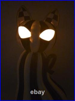MacKenzie-Childs 19 Illuminated Striped Black & White Cat Figurine Halloween