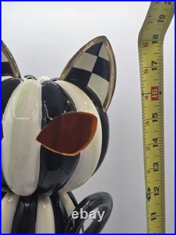 MacKenzie-Childs 19 Illuminated Striped Black & White Cat Figurine Halloween
