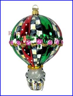 MacKenzie-Childs Baby Elephant Baby's First Balloon Glass Ornament New in Box