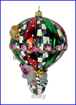 MacKenzie-Childs Baby Elephant Baby's First Balloon Glass Ornament New in Box