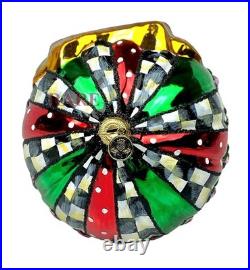 MacKenzie-Childs Baby Elephant Baby's First Balloon Glass Ornament New in Box