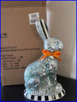 MacKenzie Childs Calico Foil Large Bunny Easter Decor Figure Courtly Stripe NEW