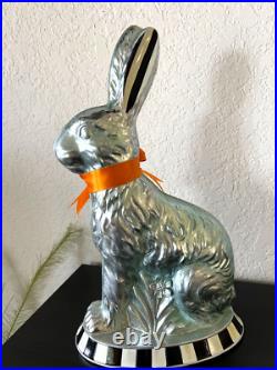 MacKenzie Childs Calico Foil Large Bunny Easter Decor Figure Courtly Stripe NEW