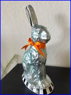 MacKenzie Childs Calico Foil Large Bunny Easter Decor Figure Courtly Stripe NEW