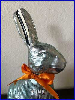 MacKenzie Childs Calico Foil Large Bunny Easter Decor Figure Courtly Stripe NEW