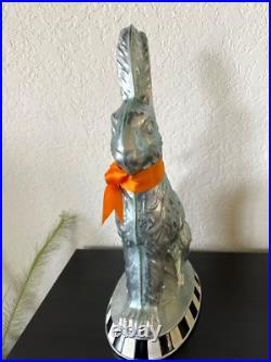 MacKenzie Childs Calico Foil Large Bunny Easter Decor Figure Courtly Stripe NEW
