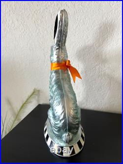 MacKenzie Childs Calico Foil Large Bunny Easter Decor Figure Courtly Stripe NEW