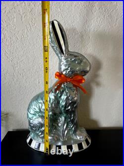 MacKenzie Childs Calico Foil Large Bunny Easter Decor Figure Courtly Stripe NEW