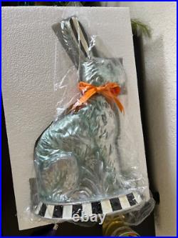MacKenzie Childs Calico Foil Large Bunny Easter Decor Figure Courtly Stripe NEW