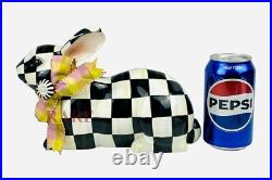MacKenzie-Childs Courtly Check 10 Long Resting Bunny With Bow New No Box