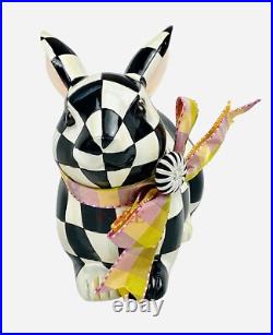 MacKenzie-Childs Courtly Check 10 Long Resting Bunny With Bow New No Box