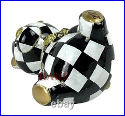MacKenzie-Childs Courtly Check Baby's First Christmas Bear Glass Ornament New