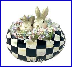 MacKenzie-Childs Courtly Check Peekaboo Egg Two Bunnies New No Box