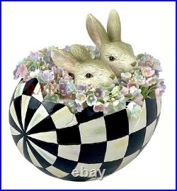 MacKenzie-Childs Courtly Check Peekaboo Egg Two Bunnies New No Box