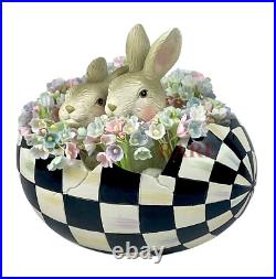 MacKenzie-Childs Courtly Check Peekaboo Egg Two Bunnies New No Box