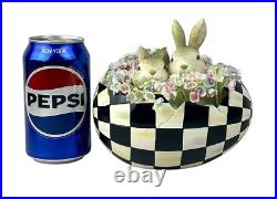 MacKenzie-Childs Courtly Check Peekaboo Egg Two Bunnies New No Box