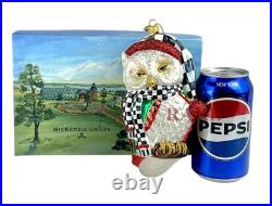 MacKenzie-Childs Courtly Check Sleepy Owl Christmas Glass Ornament New