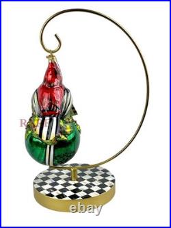 MacKenzie-Childs Cozy Cardinal On Ball Glass Ornament 6.5 Tall Brand New in Box