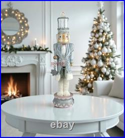 MacKenzie-Childs Crystal Palace Silver & Pink Nutcracker & Swan 27.5 New No Box