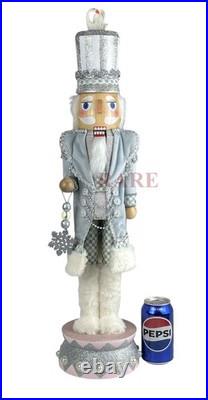 MacKenzie-Childs Crystal Palace Silver & Pink Nutcracker & Swan 27.5 New No Box