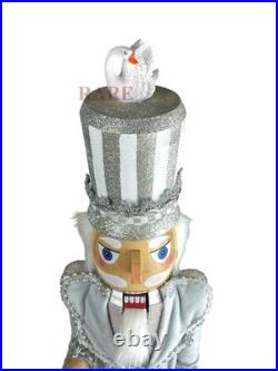 MacKenzie-Childs Crystal Palace Silver & Pink Nutcracker & Swan 27.5 New No Box
