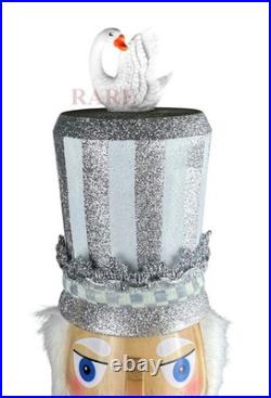 MacKenzie-Childs Crystal Palace Silver & Pink Nutcracker & Swan 27.5 New No Box