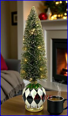 MacKenzie-Childs Emerald Luxe Brush Bottle Illuminated Tree Large New No Box