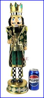 MacKenzie-Childs Emerald Luxe Nutcracker Courtly Check New No Box