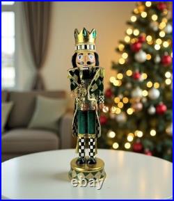 MacKenzie-Childs Emerald Luxe Nutcracker Courtly Check New No Box