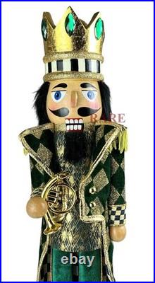 MacKenzie-Childs Emerald Luxe Nutcracker Courtly Check New No Box