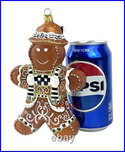 MacKenzie-Childs Farmhouse Gingerbread Boy Glass Ornament Brand New in Box