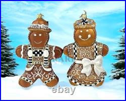 MacKenzie-Childs Farmhouse Gingerbread Boy Glass Ornament Brand New in Box