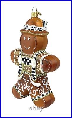 MacKenzie-Childs Farmhouse Gingerbread Boy Glass Ornament Brand New in Box