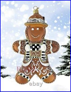 MacKenzie-Childs Farmhouse Gingerbread Boy Glass Ornament Brand New in Box