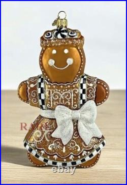 MacKenzie-Childs Farmhouse Gingerbread Girl Glass Ornament Brand New in Box