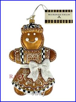 MacKenzie-Childs Farmhouse Gingerbread Girl Glass Ornament Brand New in Box